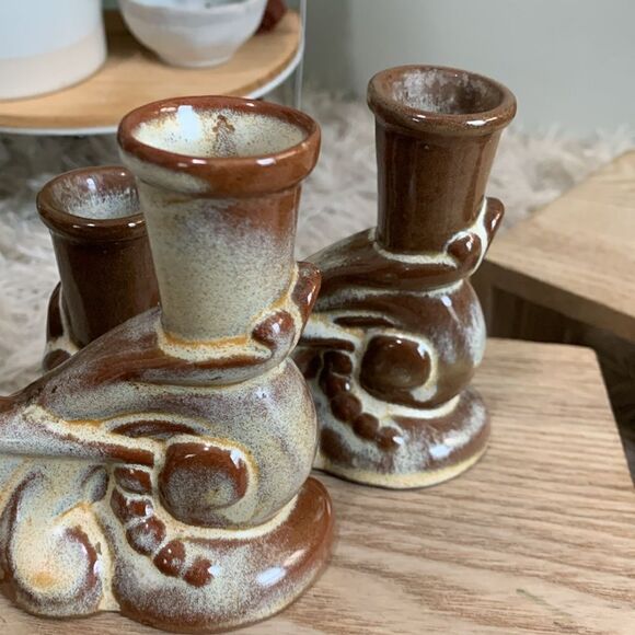 Vintage Frankoma Pottery 304 Candleholders *Note Not A Matching Pair - Picture 12 of 17